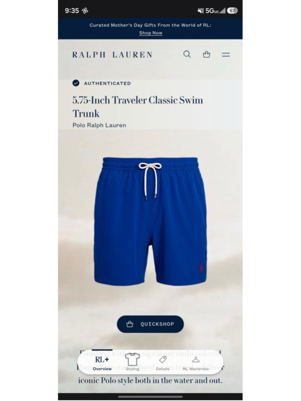Polo Ralph Lauren Swim Trunks Men’s Small Blue Pony Logo Mesh Lined Swim Shorts - Picture 7 of 10
